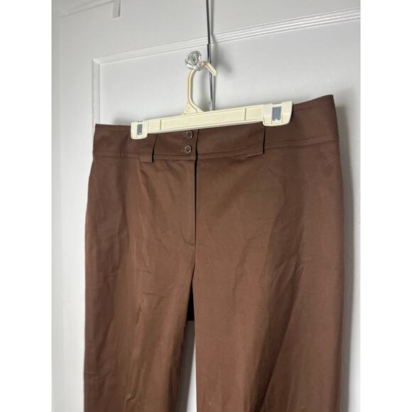 Anne Klein Chocolate Brown Straight Leg Stretch Work Dress Ankle Pants Size 14 - Picture 2 of 9